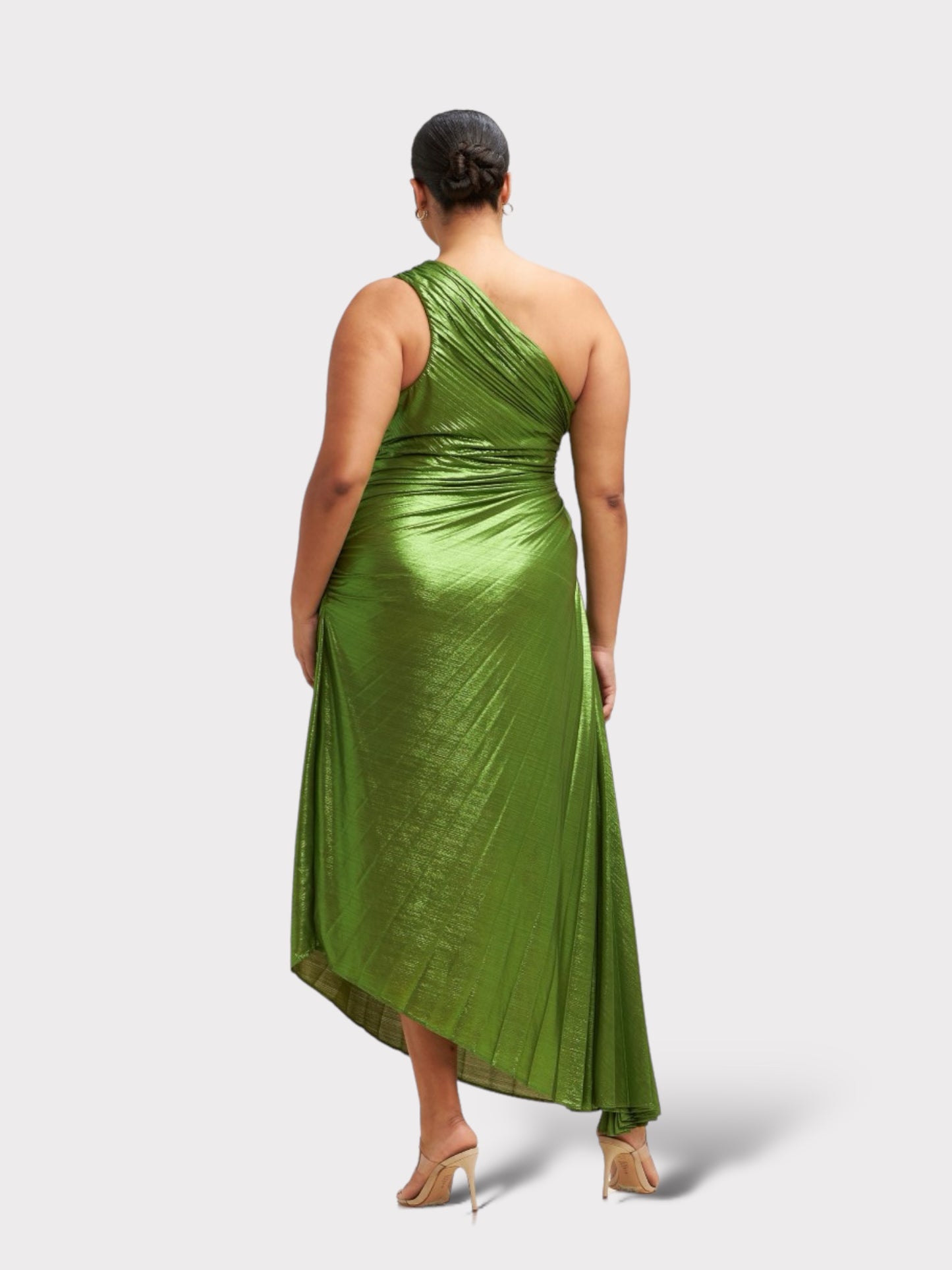 Moss Metallic Cutout Pleated Dress